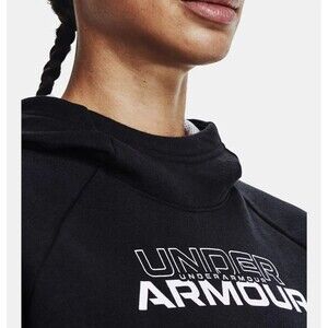 Under Armour Women's UA Short Sleeve Hoodie Black Loose Fit ,  UA Sweatshirts